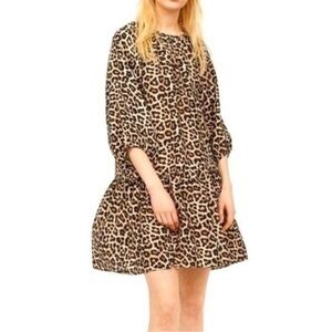 NEW H&M women’s brown & black animal leopard print drop waist dress size small